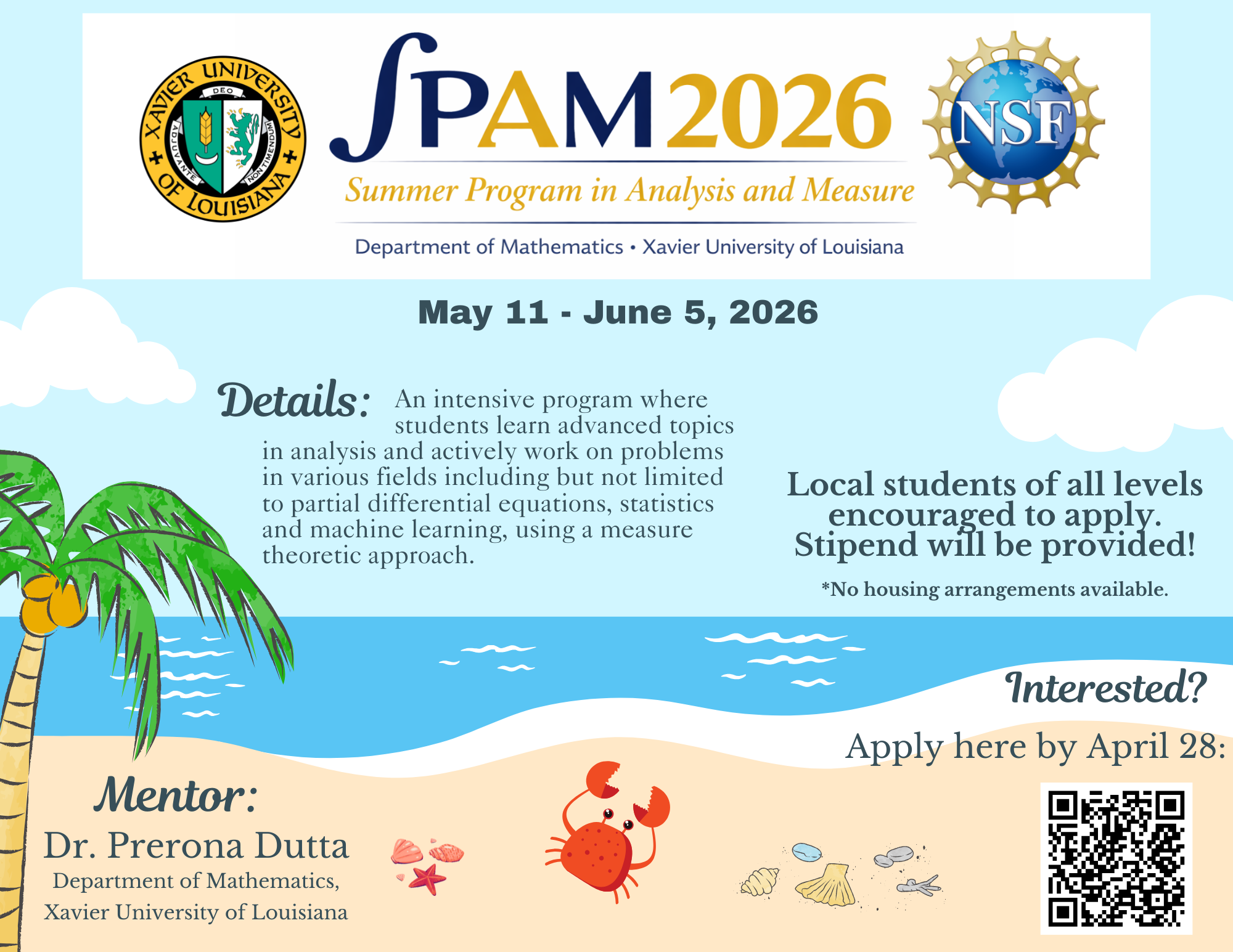 Summer 2026 undergraduate research program flyer